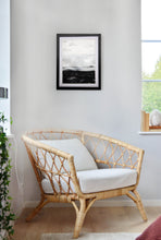 Load image into Gallery viewer, Framed black, white, silver acrylic pour painting
